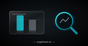 Карточка площадки с бирюзовым столбиком резервов выше пунктирной линии обязательств и увеличительное стекло справа