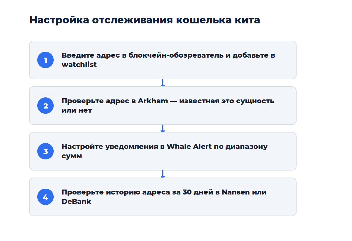 Схема к материалу «Как отслеживать кошельки крупных держателей и интерпретировать их движения»
