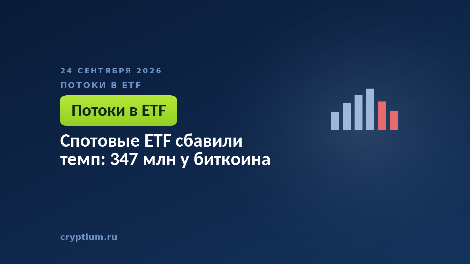 Столбчатая диаграмма на тёмном фоне — дневной сбор фондов третий день снижается