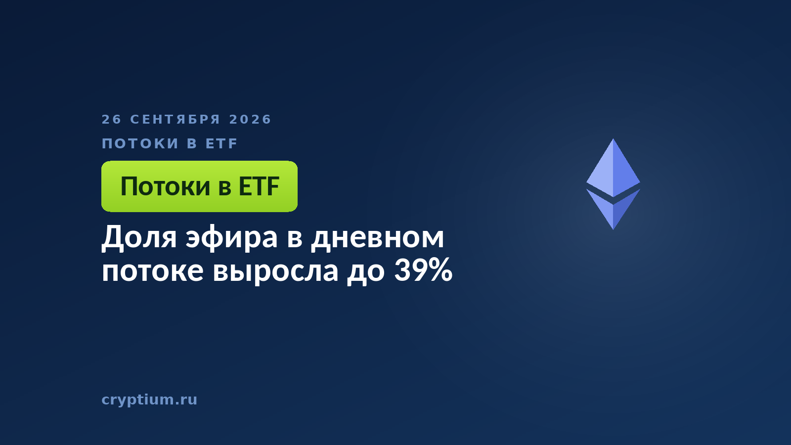 Символ эфира на тёмном фоне — доля второй группы фондов в общем потоке растёт