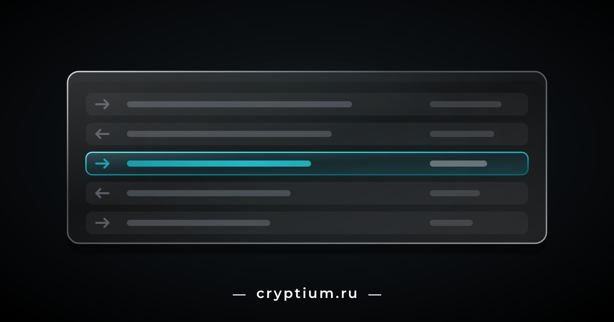 Лента операций с подсвеченной строкой среди обычных записей