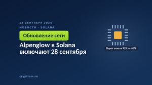 Alpenglow в Solana: активация 28 сентября и порог отказоустойчивости 40%