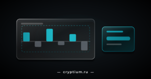 Карточка с бирюзовыми столбиками прибыли и серыми столбиками убытка внутри пунктирной рамки года, подсвеченный итог справа