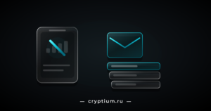 Стеклянный смартфон с перечёркнутым значком сети и карточки уведомлений по другому каналу справа