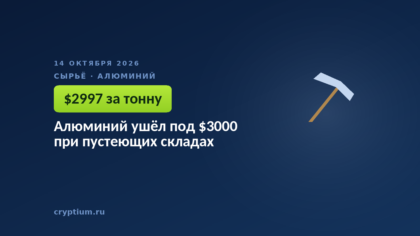 Алюминий ушёл под $3000 при пустеющих складах