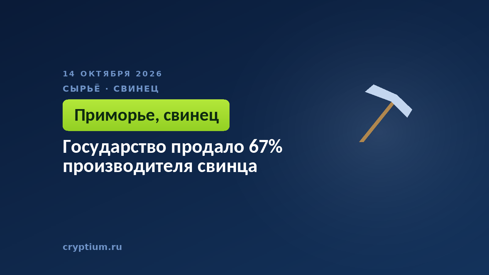 Государство продало 67% производителя свинца