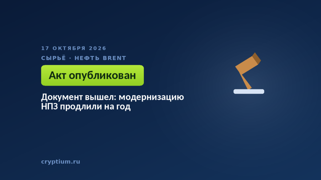 Документ вышел: модернизацию НПЗ продлили на год