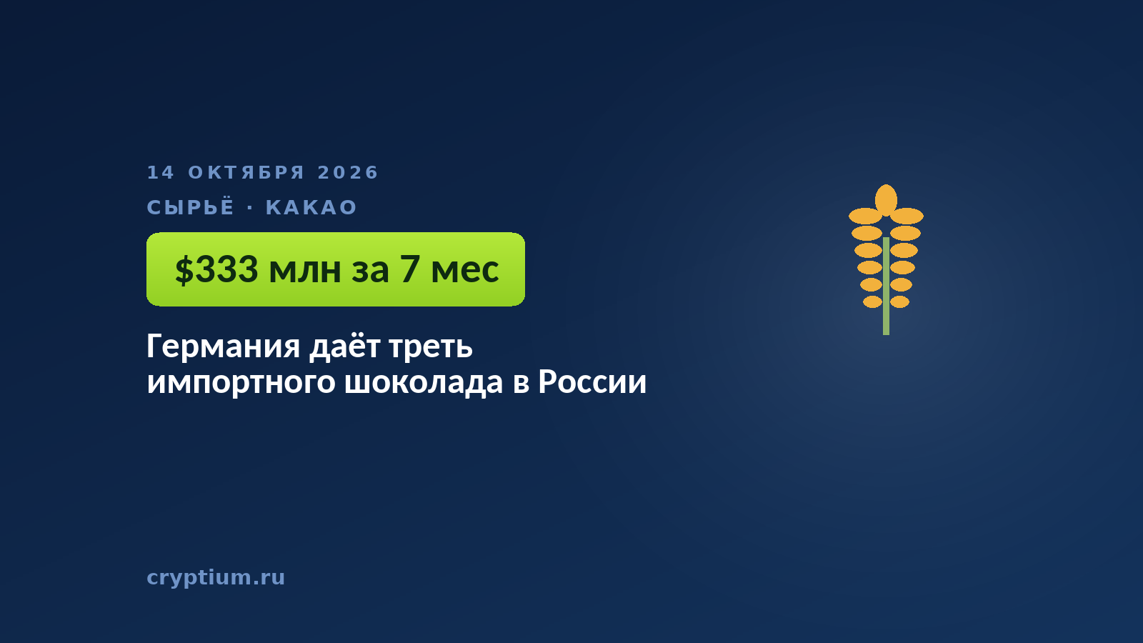 Германия даёт треть импортного шоколада в России