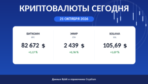 Карточка утреннего обзора: цены биткоина, эфира и Solana на 21 октября 2026
