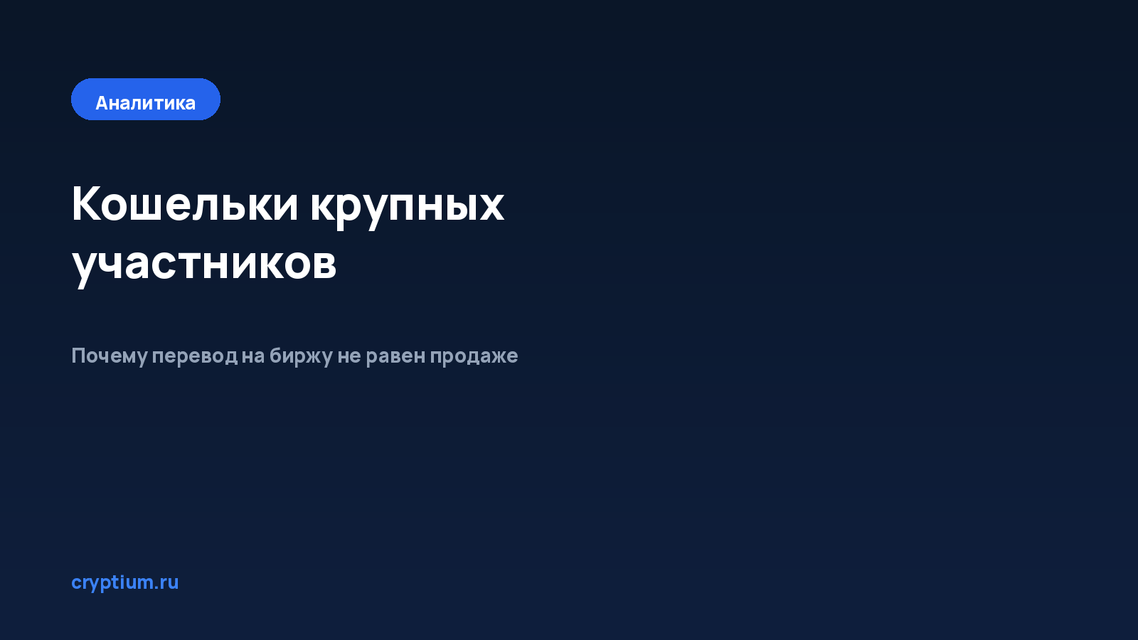 Как отследить кошельки крупных участников — обложка материала Cryptium