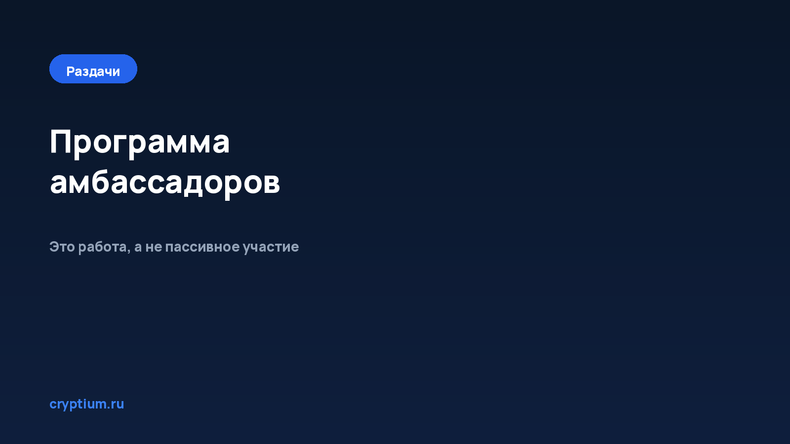 Как участвовать в программе амбассадоров — обложка материала Cryptium